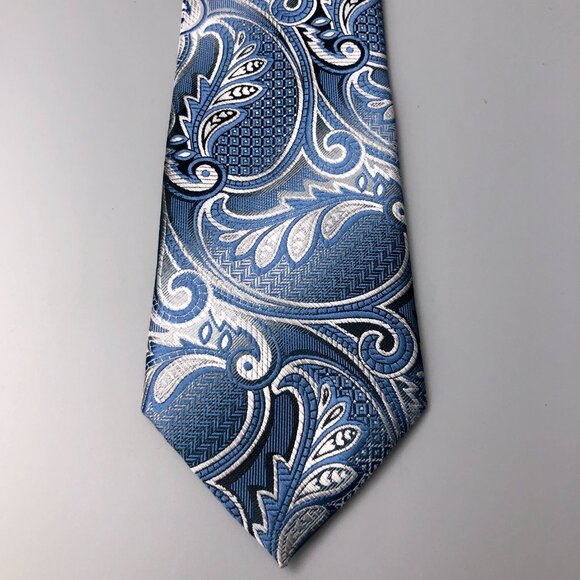 BNWT 7 Downie ST 100% Silk Blue and White Neck Tie - Picture 2 of 6